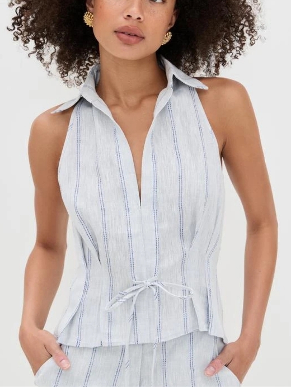 HEVRON sloan sleeveless vest in blue stripe